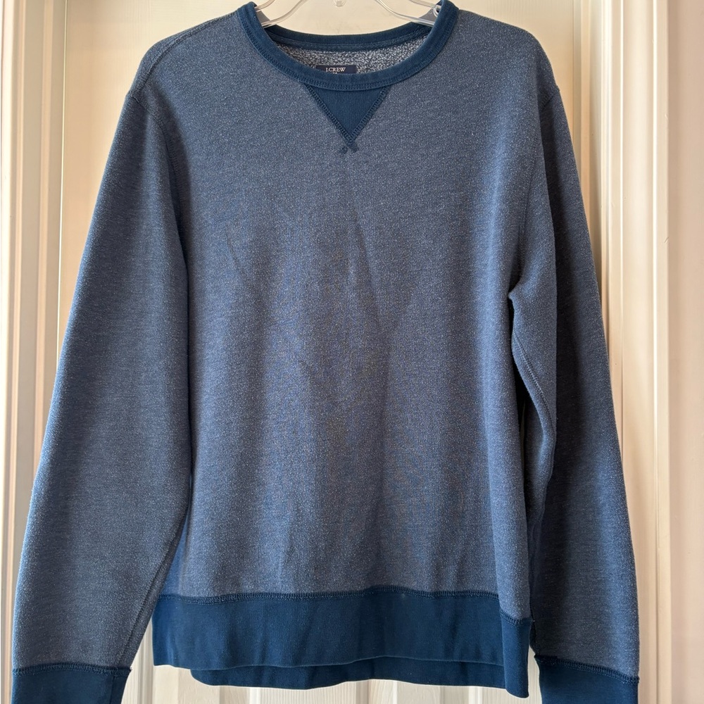 J. Crew Men's Heathered Blue Crewneck Sweater